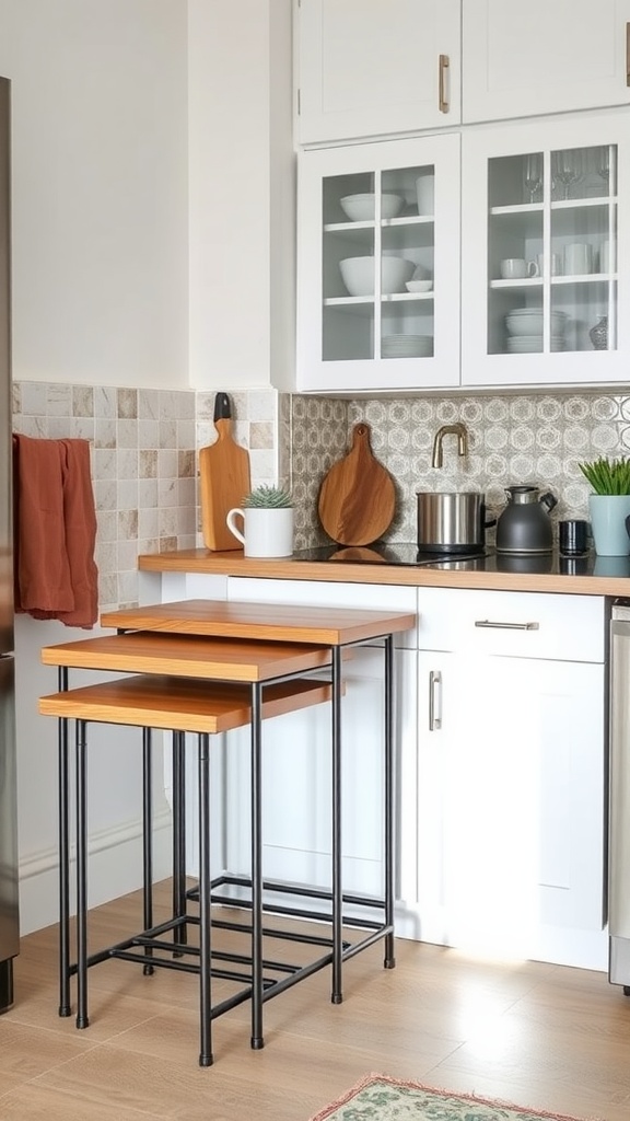 Nesting tables in a modern kitchen setting