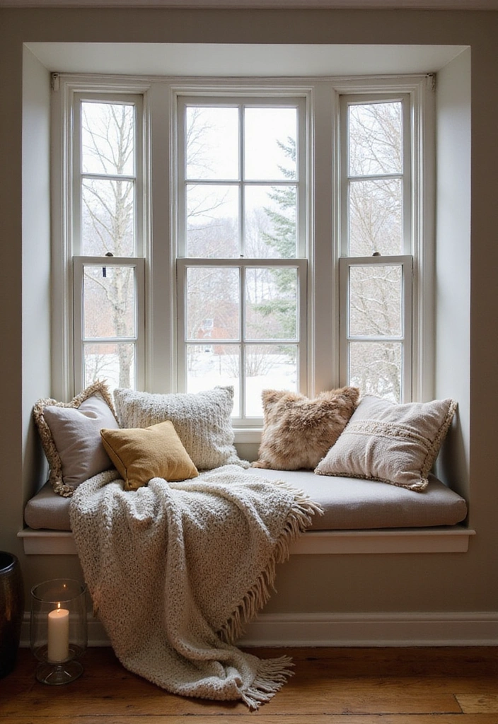 27 Winter Window Display Ideas to Transform Your Home Decor - 10. Cozy Textiles