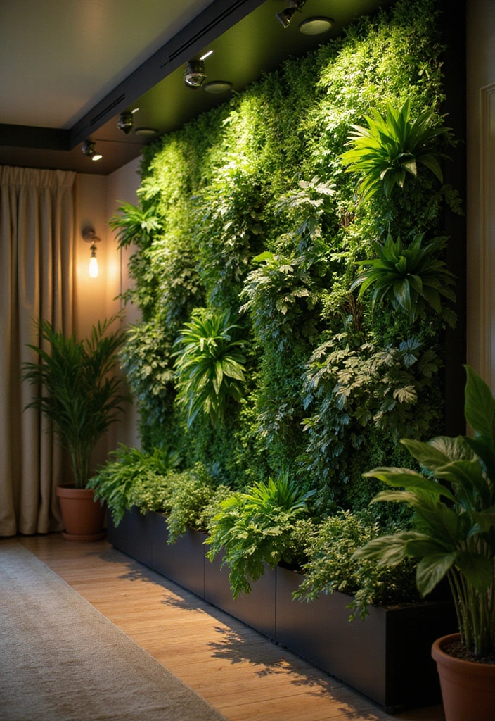 22 Indoor Wall Plant Ideas to Elevate Your Home Decor - 17. Green Wall with Lights