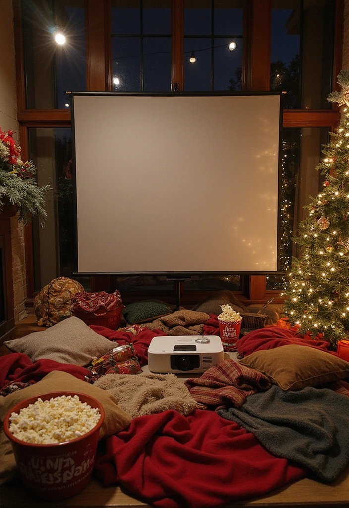 27 Winter Window Display Ideas to Transform Your Home Decor - 21. Holiday Movie Night Setup