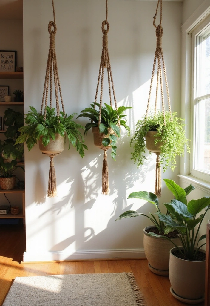 22 Indoor Wall Plant Ideas to Elevate Your Home Decor - 5. Macrame Plant Hangings