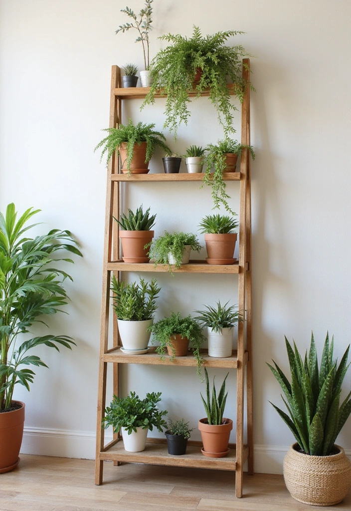 22 Indoor Wall Plant Ideas to Elevate Your Home Decor - 18. Plant Ladder Shelf