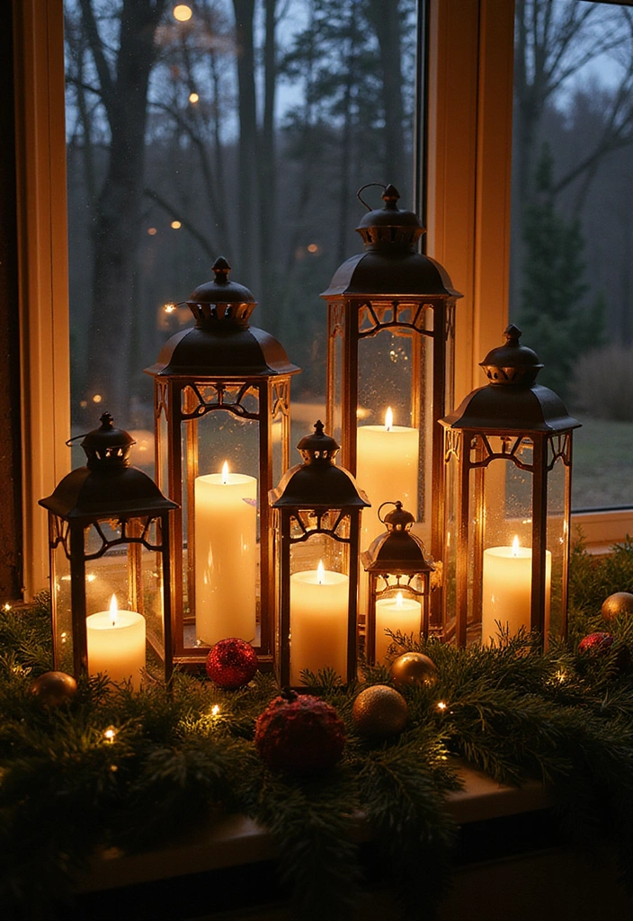 27 Winter Window Display Ideas to Transform Your Home Decor - 12. Lantern Glow