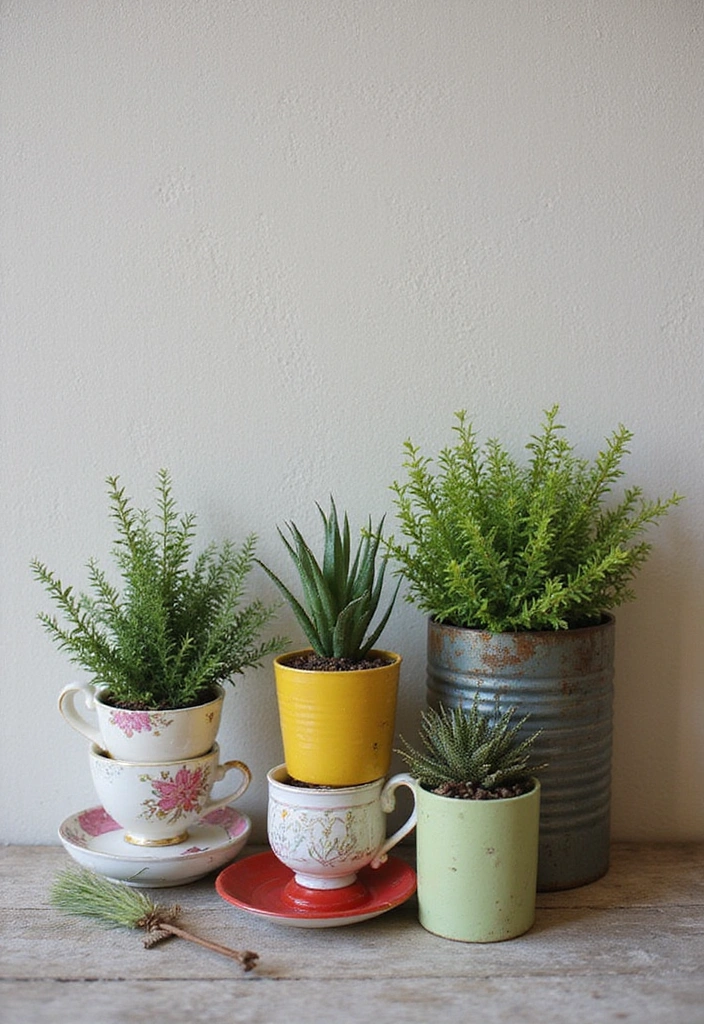 22 Indoor Wall Plant Ideas to Elevate Your Home Decor - 11. Repurposed Containers for Plants