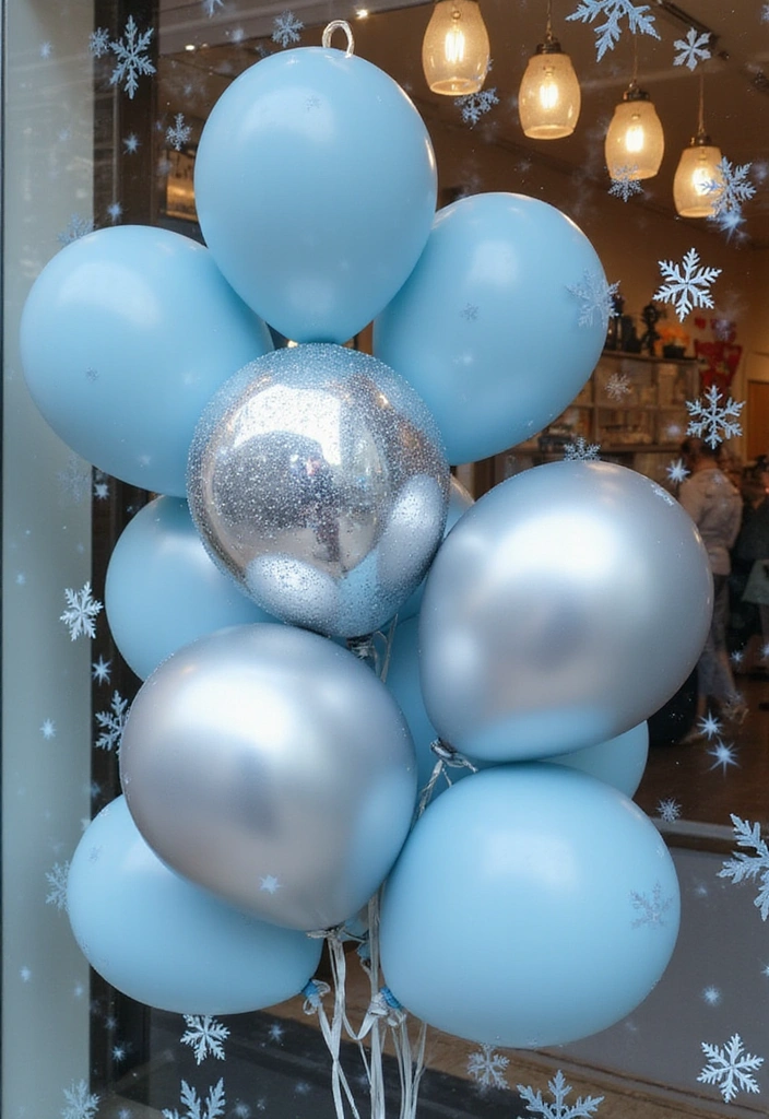 27 Winter Window Display Ideas to Transform Your Home Decor - 16. Festive Balloon Display