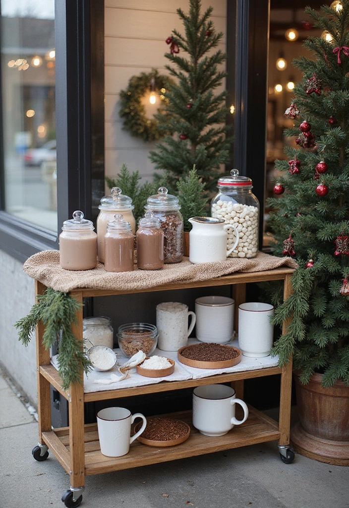 27 Winter Window Display Ideas to Transform Your Home Decor - 13. Hot Cocoa Bar