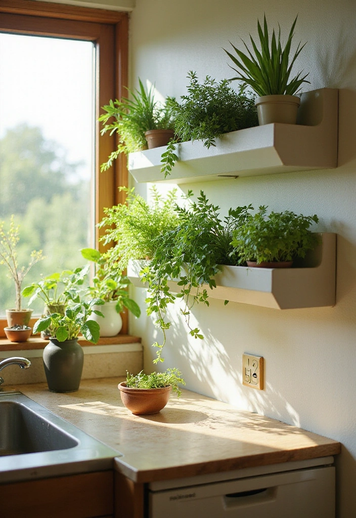 24 Mid Century Modern Kitchen Designs - 14. Wall-mounted Herb Gardens