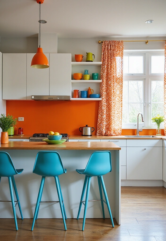 24 Mid Century Modern Kitchen Designs - 1. Bold Color Schemes