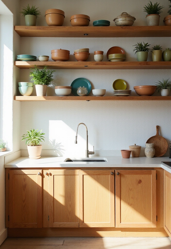 24 Mid Century Modern Kitchen Designs - 2. Open Shelving